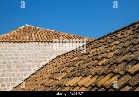 Tegole del tetto in Dubrovnik, Croazia Foto Stock