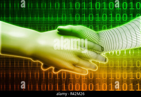 Handshake digitale Foto Stock