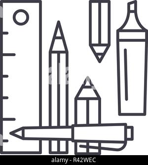 Strumenti di conteggio icona linea concept. Strumenti di conteggio vettore illustrazione lineare, simbolo segno Illustrazione Vettoriale