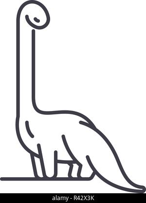 Diplodocus icona linea concept. Diplodocus vettore illustrazione lineare, simbolo segno Illustrazione Vettoriale