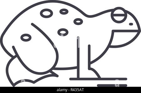 Frog icona linea concept. Vettore di rana illustrazione lineare, simbolo segno Illustrazione Vettoriale
