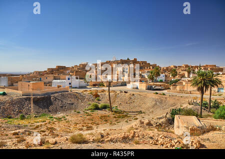 Antica città nel deserto del Sahara, Tunisia, Africa, HDR Foto Stock