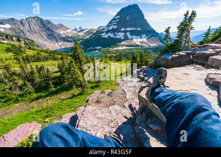 Logan pass trail nel parco nazionale di Glacier sulla giornata di sole,Montana,Stati Uniti d'America. Foto Stock