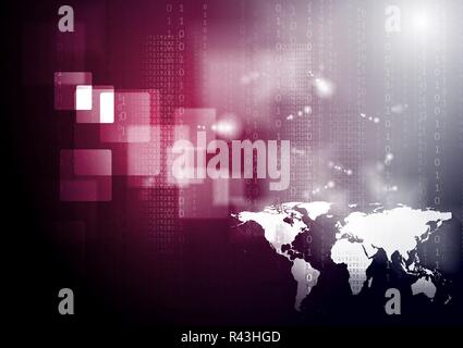 Hi-tech sfondo astratto con quadrati e la mappa del mondo Foto Stock