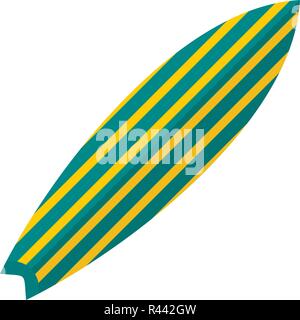 Il verde listati surfboard icona. Illustrazione piana di verde listati surfboard icona vettore per il web isolato su bianco Illustrazione Vettoriale