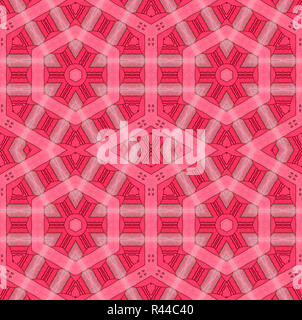 Abstract moderno sfondo geometrico, senza saldatura esagonali e a losanga in rosa e rosso pastello sfumature, disegno Foto Stock