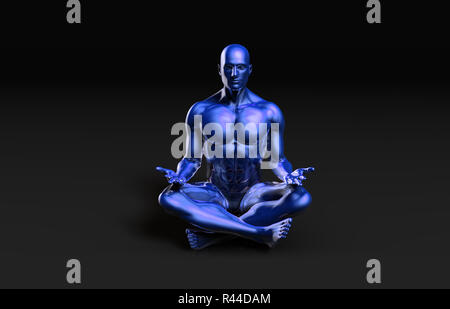 Illustrazione di una figura maschile in meditazione Foto Stock