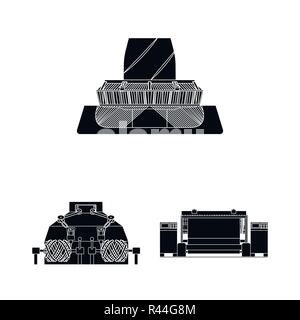 Industria tessile icone nere in set di raccolta per design.apparecchiature tessili e tessuti simbolo vettore illustrazione stock. Illustrazione Vettoriale