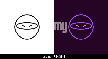 Illustrazione di Ninja. Icona del vettore di cartoon ninja in stile contorno. Nero e versione a colori Illustrazione Vettoriale