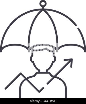 La gestione dei rischi icona linea concept. La gestione dei rischi vettore illustrazione lineare, simbolo segno Illustrazione Vettoriale