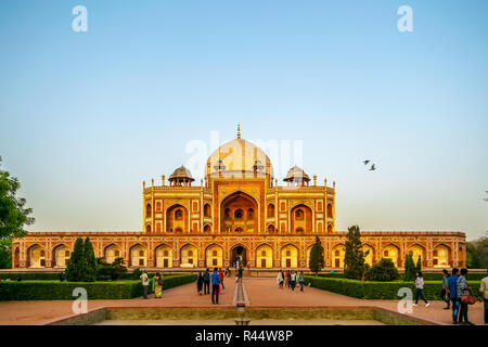 La Tomba di Humayun- Una vista al tramonto Foto Stock