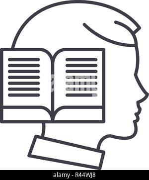 Tempo di lettura icona linea concept. Tempo di lettura vettore illustrazione lineare, simbolo segno Illustrazione Vettoriale