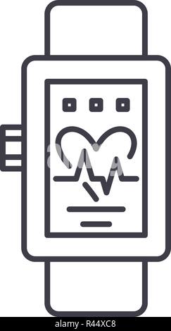 Smart orologi icona linea concept. Smart orologi vettore illustrazione lineare, simbolo segno Illustrazione Vettoriale