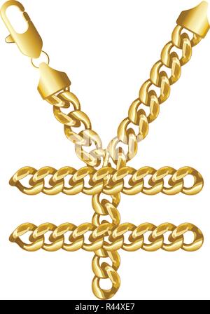 Oro yen giapponese o il cinese yuan denaro fatti segno di lucido di spessore. Illustrazione Vettoriale