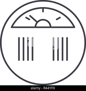 Misurazione del peso icona linea concept. Misurazione del peso lineare del vettore illustrazione, simbolo segno Illustrazione Vettoriale