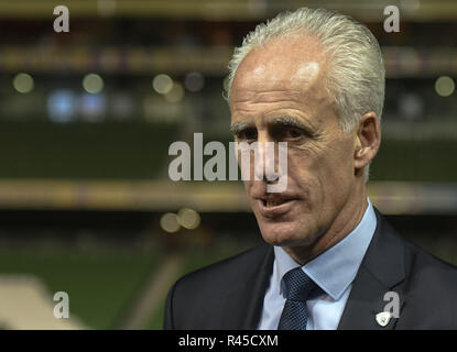 Dublino, Irlanda. 25 Novembre, 2018. Mick McCarthy, la nuova Repubblica di Irlanda Manager, fotografati dopo una conferenza stampa presso l'Aviva Stadium di Dublino, Irlanda. Foto: ASWphoto Credito: ASWphoto/Alamy Live News Foto Stock