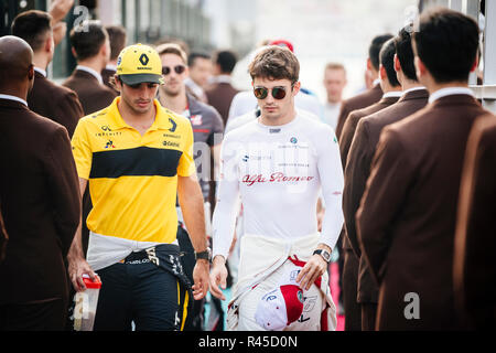 Abu Dhabi, negli Emirati Arabi Uniti. 25 Nov, 2018. arriva per la parata dei piloti prima della Formula 1 Gran Premio di Abu Dhabi gara al circuito di Yas Marina ad Abu Dhabi il 25 novembre 2018. Credito: Jure Makovec/Alamy Live News Foto Stock