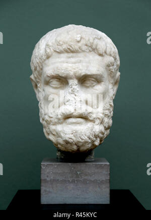 Il tiranno Periander. Uno dei Sette Savi della Grecia. C. 625-585 A.C. Copia romana di un originale greco del 350 A.C. Marmo bianco. Foto Stock