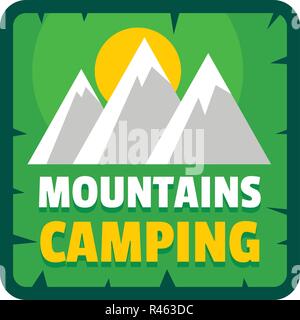 Campeggio Moutains logo. Illustrazione piana del campeggio moutains logo vettoriali per il web isolato su bianco Illustrazione Vettoriale