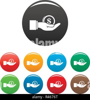 Corruzione denaro coin set di icone 9 vettore di colore isolato su bianco per qualsiasi design Illustrazione Vettoriale