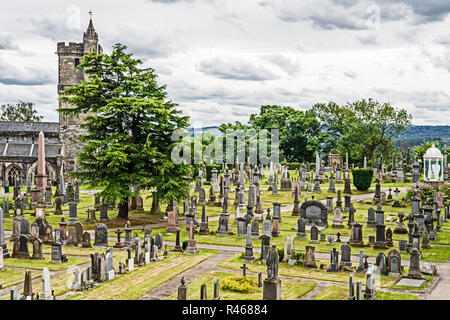 Vista dal castello di Stirling sul sagrato; Blick vom Castello di Stirling auf den Friedhof des ortes Foto Stock