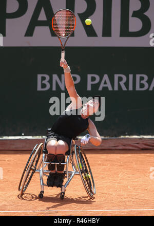 Il tedesco giocatore di tennis Katharina Krueger in azione, sedia a rotelle donne singoli,French Open 2018, Parigi, Francia Foto Stock