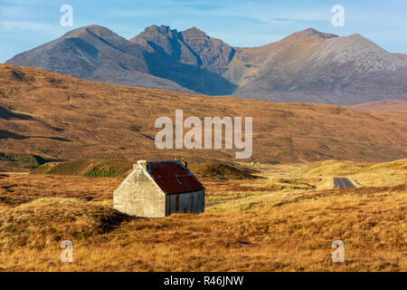 La miseria Road, Dundonnell, Wester Ross, Scotland, Regno Unito Foto Stock