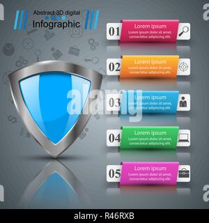 Protezione, sicurezza - business infografico della carta. Illustrazione Vettoriale