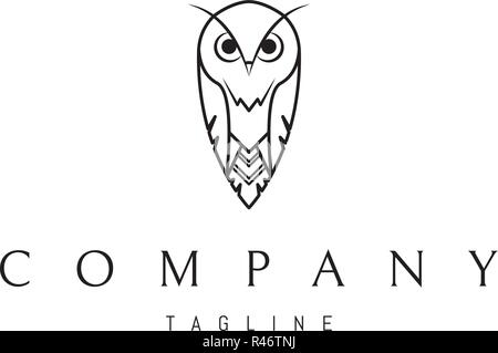 Gufo vettore di linea immagine logo Illustrazione Vettoriale