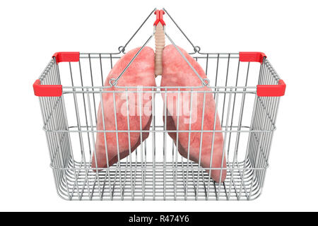 Polmoni nel carrello, rendering 3D isolati su sfondo bianco Foto Stock