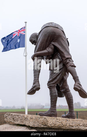 Cobbers scultura in Australian Memorial Park vicino a Fromelles, Francia Foto Stock