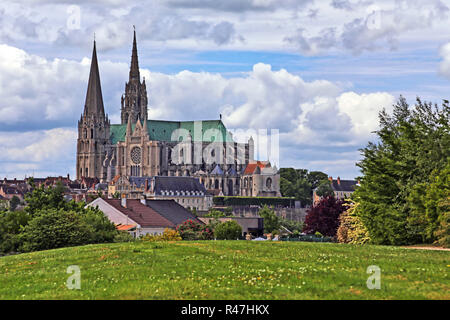 La cattedrale di Notre-dame a Chartres Foto Stock