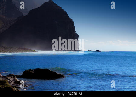 Scenario della costa occidentale di Gran Canaria vicino a La Aldea de San Nicolas Foto Stock