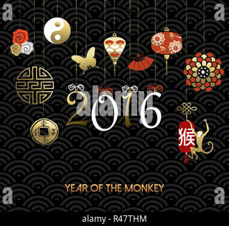 Il Capodanno cinese 2016 scimmia decorazione di simbolo Foto Stock