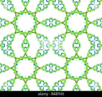 Abstract sfondo geometrico, la perfetta ellissi e circoli pattern in sfumature di verde con elementi blu su bianco Foto Stock