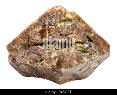 Verde di cristalli di zircone in pietra isolato su bianco Foto Stock