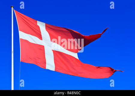 Danimarca Bandiera Nazionale chiamata anche Dannebrog - Copenhagen, Danimarca Foto stock