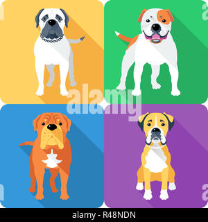 Set testa di cane icona design piatto Foto Stock