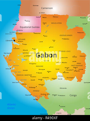 Mappa a colori del Gabon Foto Stock