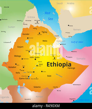 Mappa dei colori di Etiopia Foto Stock