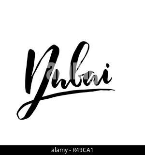 Dubai. Spazzola di moderno design lettering. Illustrazione Vettoriale. Illustrazione Vettoriale