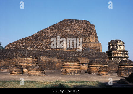 Vista di Nalanda complesso universitario, Nalanda, Bihar, in India, Asia Foto Stock