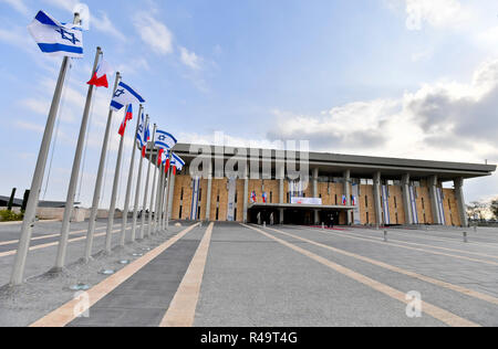 Jeruzalem, Israele. 26 Nov, 2018. La Knesset, unicamerale il legislatore nazionale di Israele si prepara per la visita della Repubblica ceca del Presidente Zeman, il 26 novembre 2018, a Gerusalemme, Israele. Credito: Vit Simanek/CTK foto/Alamy Live News Foto Stock