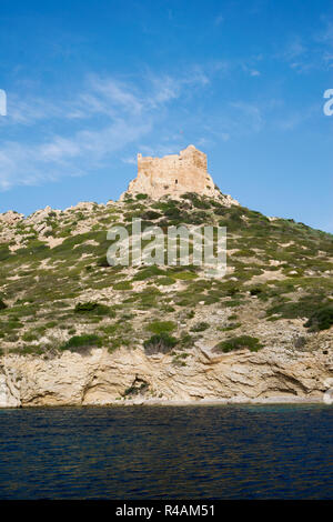 Vista panoramica di Cabrera castello storico in Cabrera Parco Nazionale, Isole Baleari Spagna Foto Stock