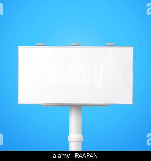 Vector mock up vuoto orizzontale pubblicità grande cartellone su stand con lampade illustrazione realistici con modello shadow design isolato su blu sk Illustrazione Vettoriale