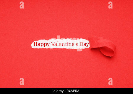 Happy valentines day saluto su sfondo rosso Foto Stock