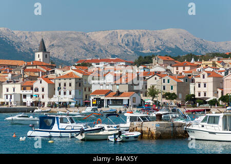 Porto, Baska, Isola di Krk, baia di Kvarner, Croazia Foto Stock