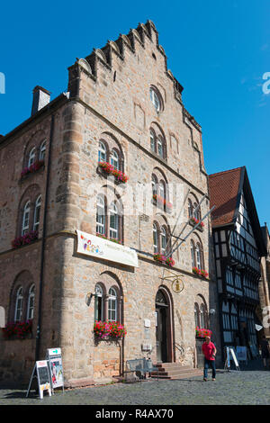 Casa del Vino, Weinhaus, market place, Alsfeld, Hesse, Germania Foto Stock