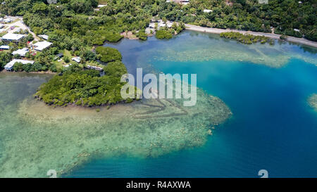 Yap Island Reef interno, laguna, il tradizionale pesce trappola, Yap, Isole Caroline, Stati Federati di Micronesia Foto Stock