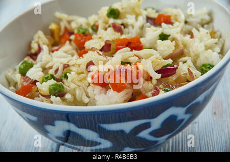 Bruciò Aglio Rice , cucina indocinese close up Foto Stock